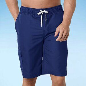 St Johns Bay big&tall Swim Shorts Mens 3xl Blue Above Knee with cargo Pocket